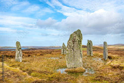 Callanish 4 Standing Stone Circle, Beside Loch Ceann Hulabhaig on the Isle of Lewis, Scotland
