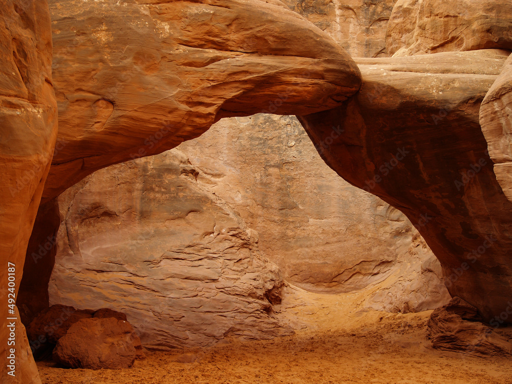 Beautiful layers of sandstone. Shapes and sculptures in the Arches National Park Beautiful layers of sandstone. Shapes and sculptures in the Arches National Park
