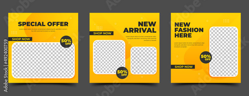 Fashion sale promotion social media post template design collection.