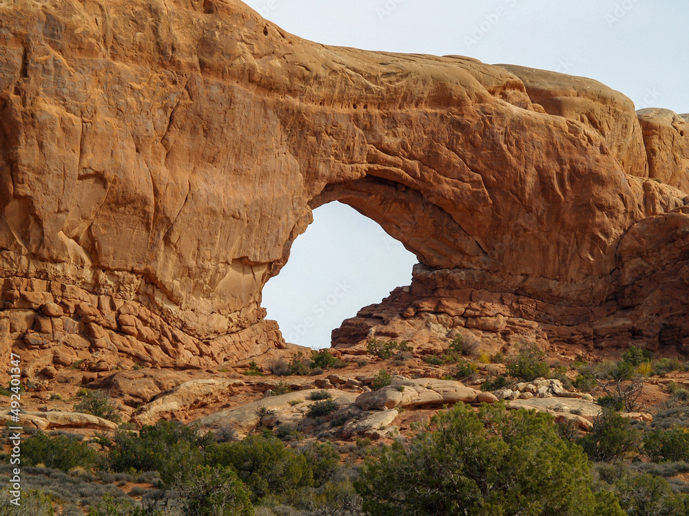 Beautiful layers of sandstone. Shapes and sculptures in the Arches National Park