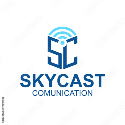 Letter SC logo combined with wifi.