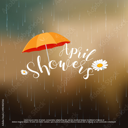 April showers design EPS 10 vector royalty free stock illustration Perfect for ads, poster, flier, signage, promotion, greeting card, blog, social media. Spring rain growth, renewal