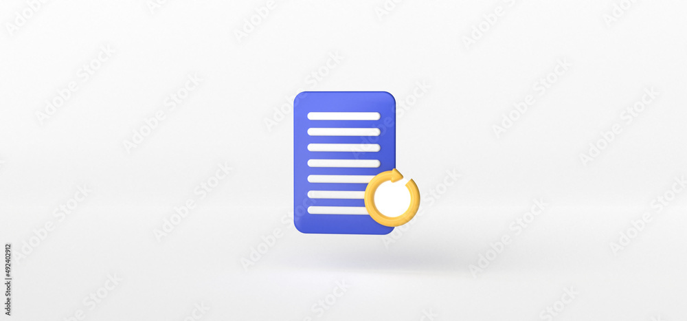 Document and Circle Arrow isolate on White background, Folder, 3d rendering. Document and Circle Arrow isolate on White background, Folder, 3d rendering.