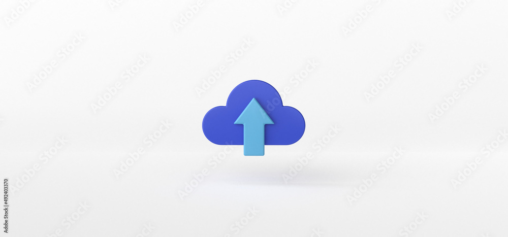 Cloud and Arrow up isolate on White background, Download Upload, 3d rendering. Cloud and Arrow up isolate on White background, Download Upload, 3d rendering.