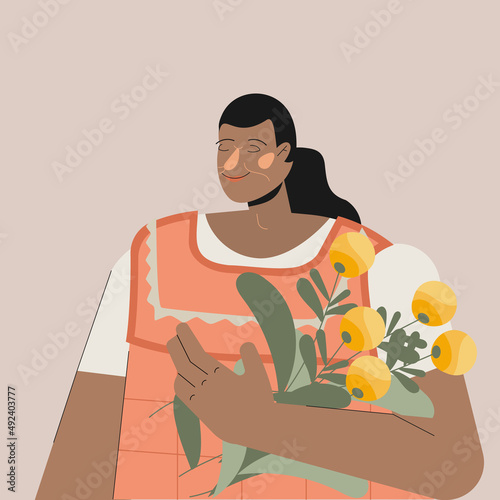 Mujer mexicana y cempasúchil