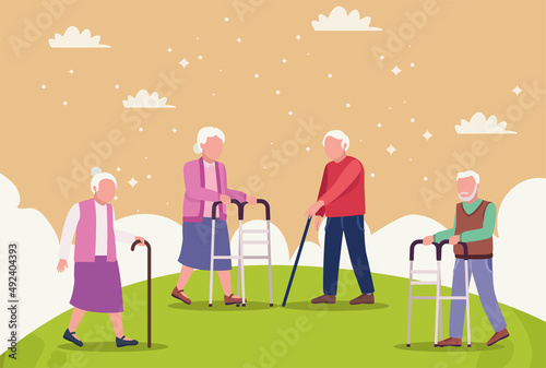 old persons in landscape