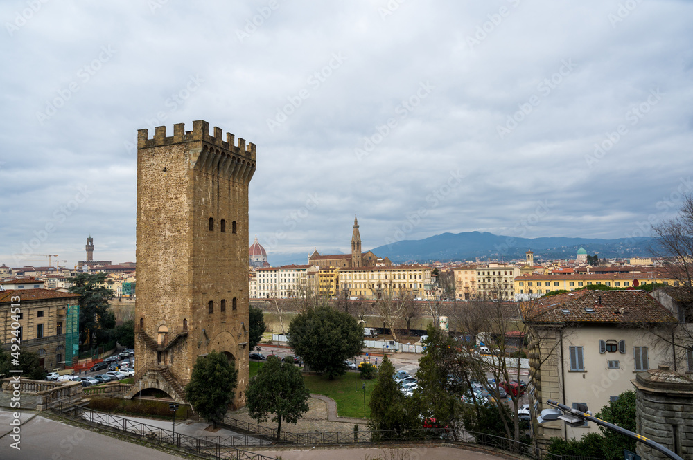 Florence city view and Piazza Giuseppe Poggi