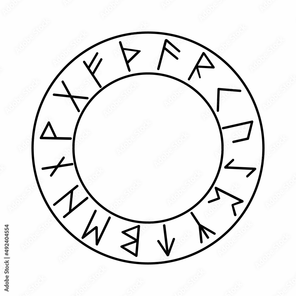A circle in the Scandinavian runes, futhark, isolated on white A circle in the Scandinavian runes, futhark, isolated on white