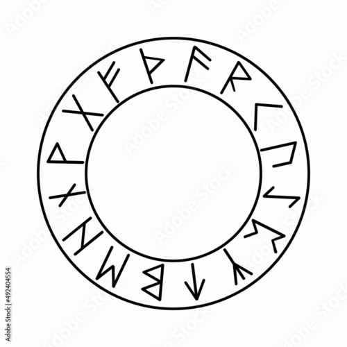 A circle in the Scandinavian runes, futhark, isolated on white