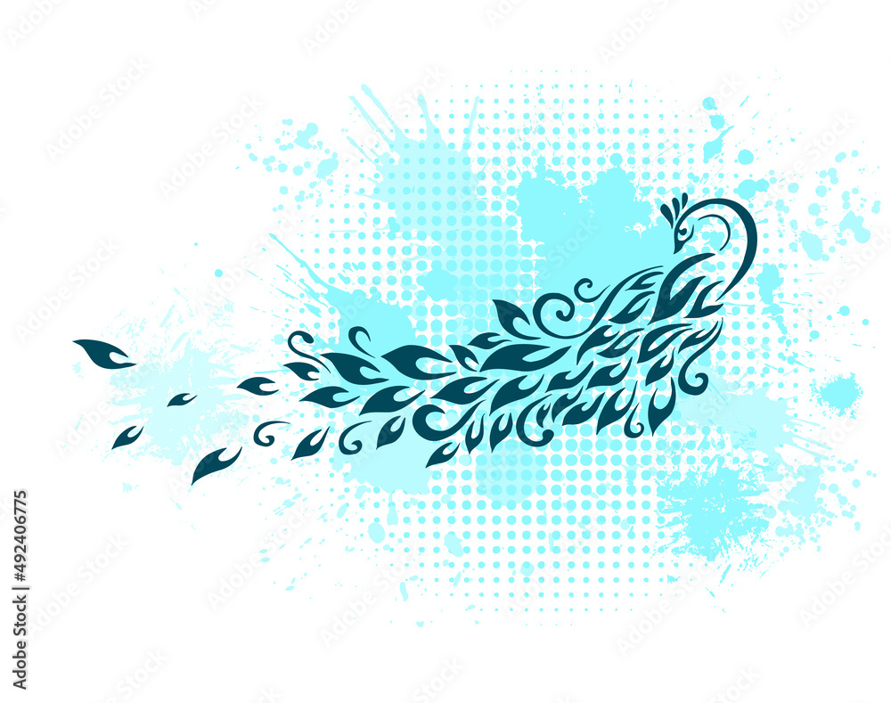 Naklejka premium Peacock bird graphic object. Vector illustration