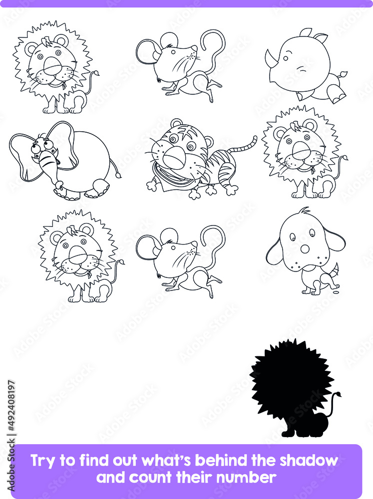 Matching farm animal shadow Puzzle Lions Matching farm animal shadow Puzzle Lions