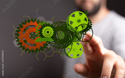 Mechanism green gears and c...