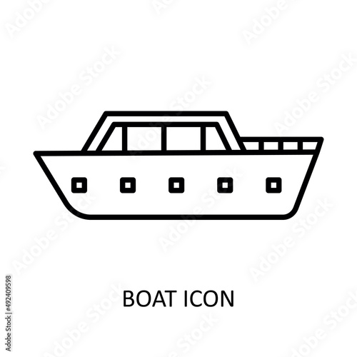 Vector illustration with boat. Linear drawing