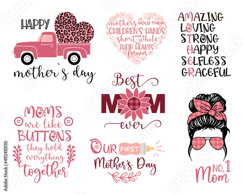 Mother s Day Vector Set, mothers day quote bundle