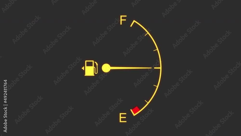 Fuel gauge goes down empty reducing meter car fuel from full to zero