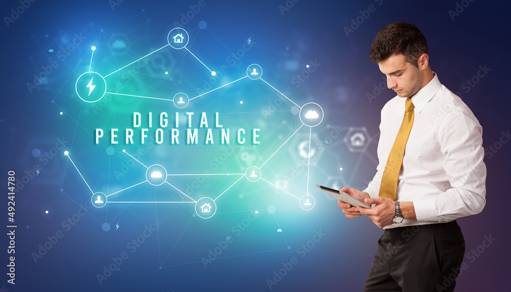 Businessman thinking about technology concept Businessman thinking about technology concept