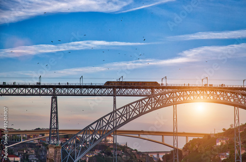 Landmark Dom Luis Bridge in Porto, Portugal.