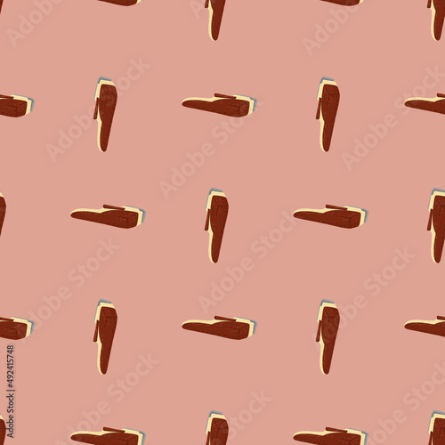 Clippers seamless pattern on. Vintage barber shops elements in doodle style.