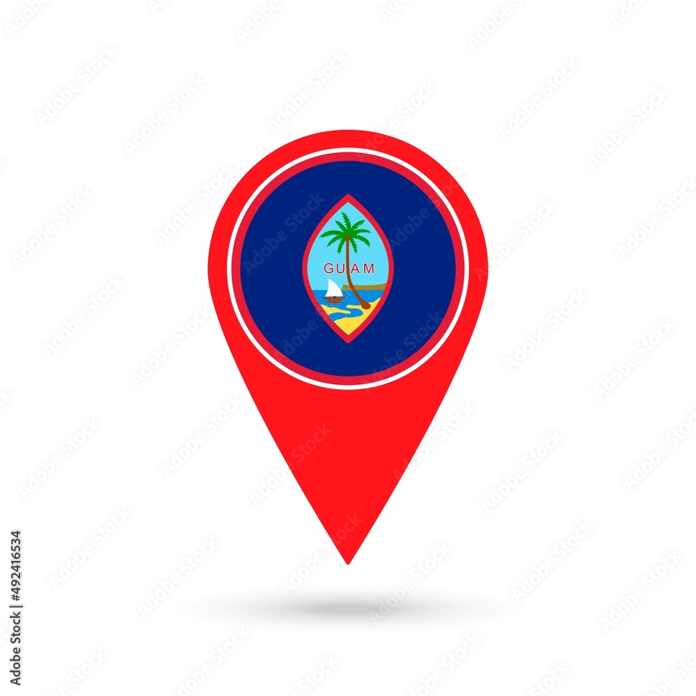 Map pointer with country Guam. Guam flag. Vector illustration. Map pointer with country Guam. Guam flag. Vector illustration.