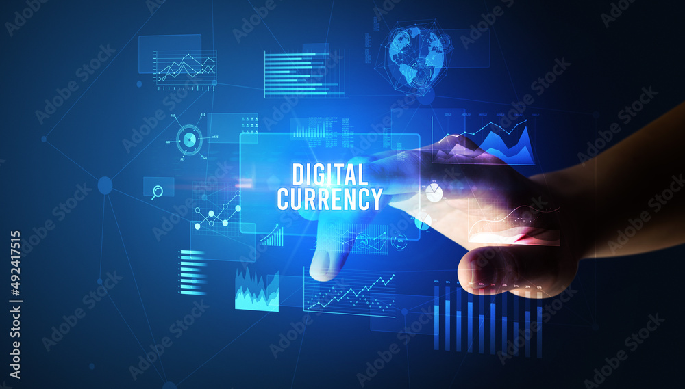 hand touching digital button, modern technology concept hand touching digital button, modern technology concept