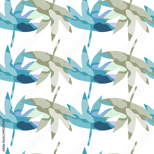 Abstract palm leaves tropical seamless pattern. Creative leaf endless wallpaper.