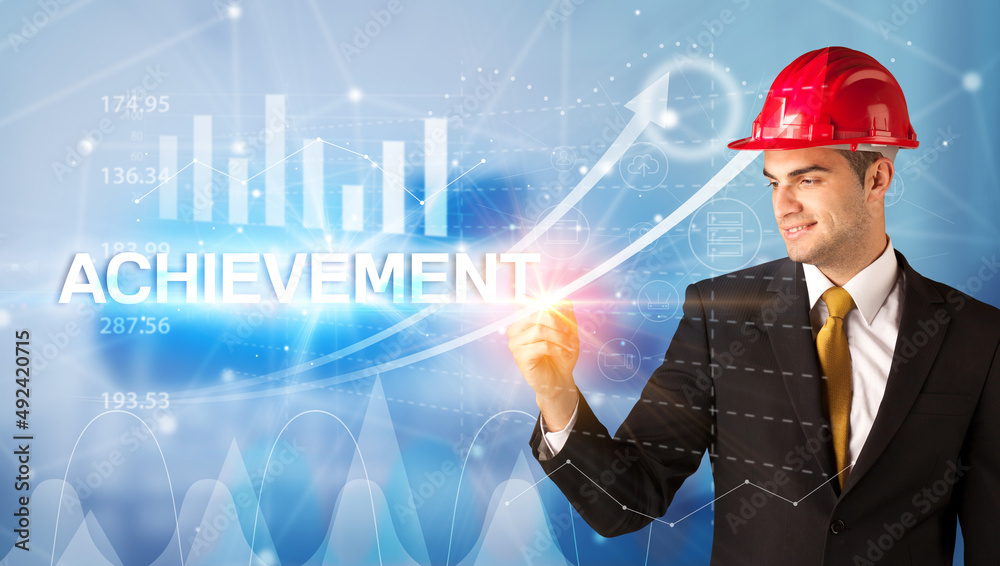 Young Businessman with helmet concept Young Businessman with helmet concept
