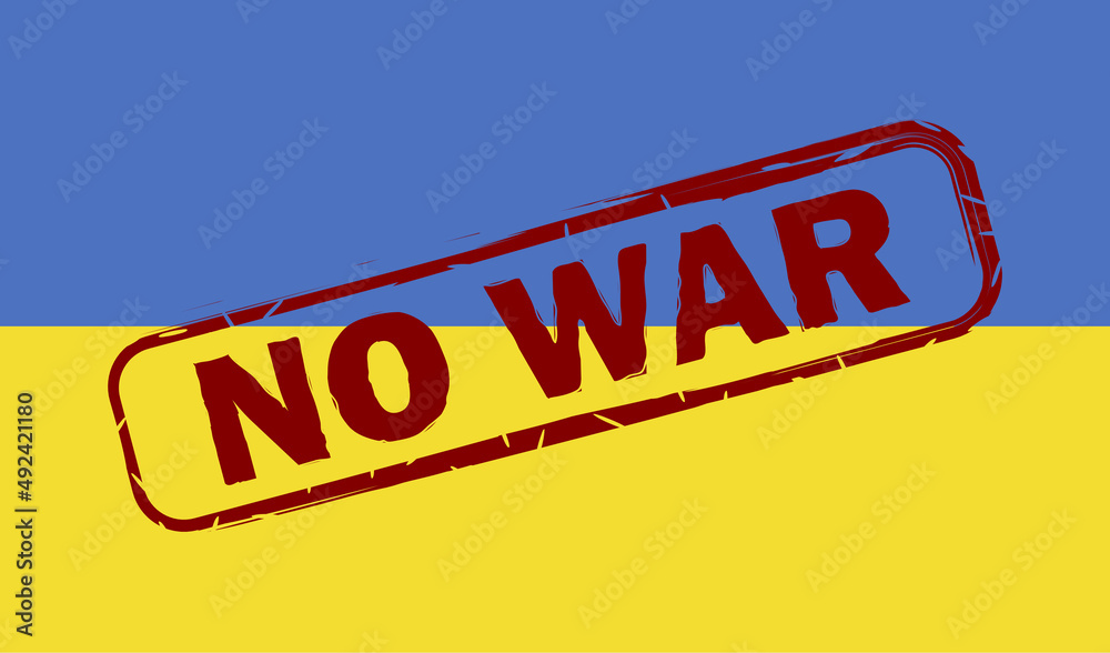 Obraz premium No War in Ukraine. Stop aggression. Ukrainian Flag. Save Ukraine and stop war. Warning sign. Vector illustration