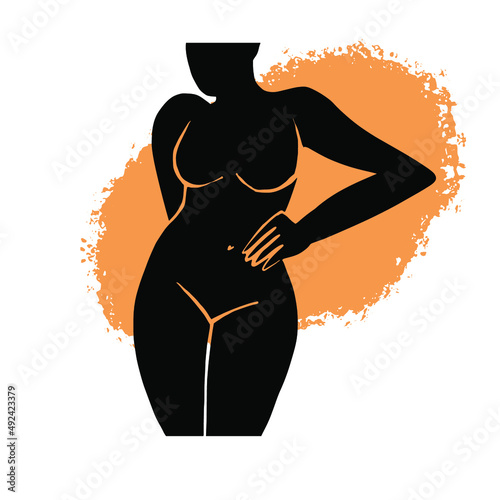 Black female figure in a pose, black, vector, beauty.
