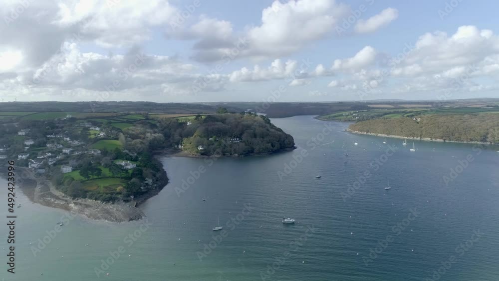 Vista aerial of the vilage of Helford and the Helford river Vista aerial of the vilage of Helford and the Helford river