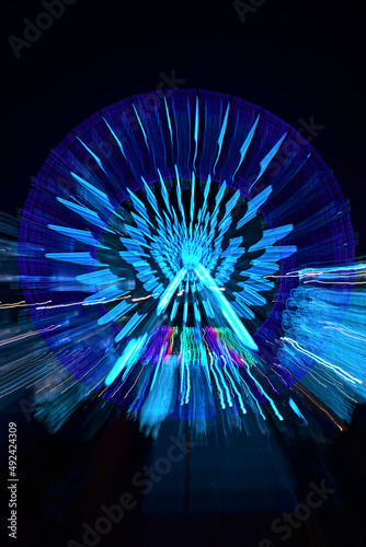 attraction ferris wheel in Kyiv in lights