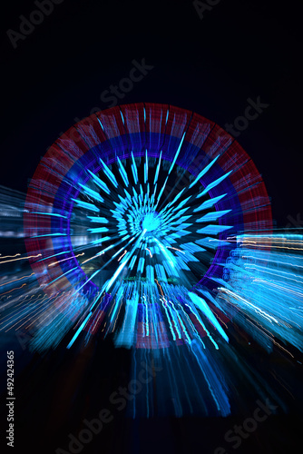 attraction ferris wheel in Kyiv in lights