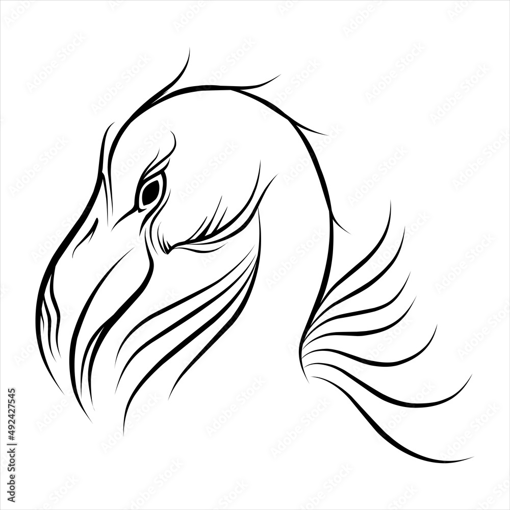 hand drawn flamingo line art illustration hand drawn flamingo line art illustration