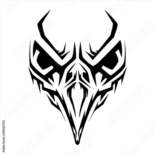 eagle face black and white tribal tattoo art