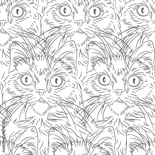 Cats seamless pattern. Cute pets vector background