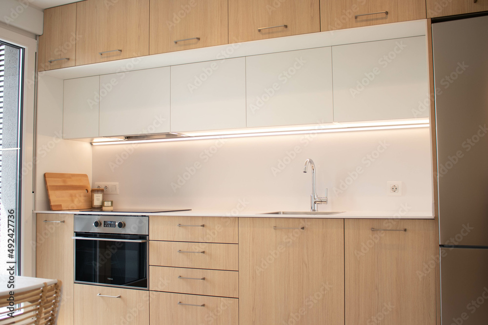 White and wooden modern and minimalist kitchen White and wooden modern and minimalist kitchen