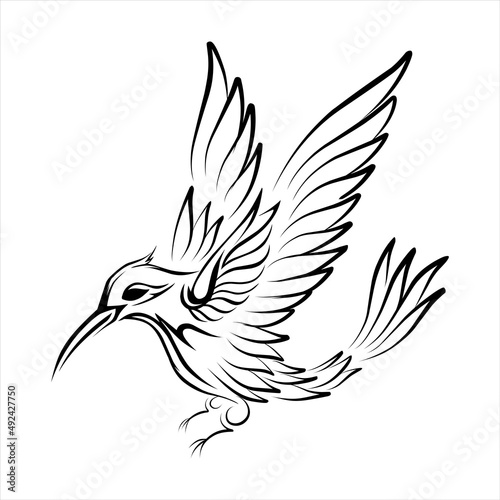 flying bird tribal art hand drawn