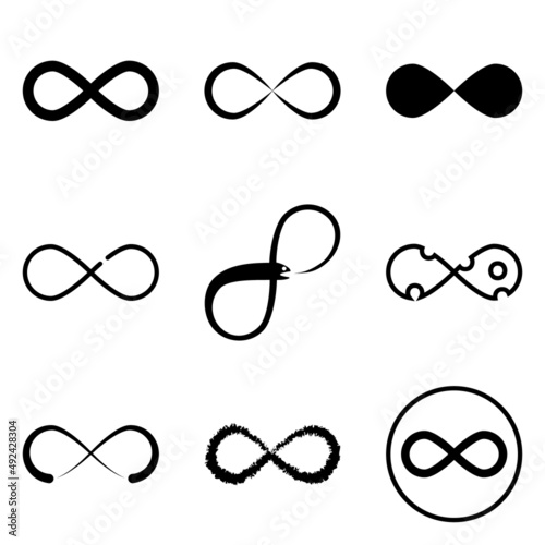 Infinity Flat Icon Set Isolated On White Background