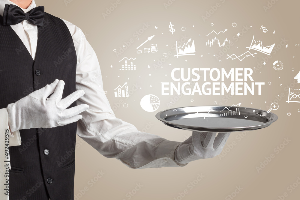Waiter serving business idea concept Waiter serving business idea concept