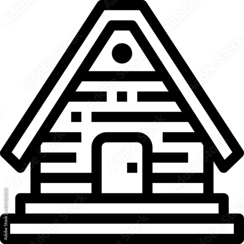 bungalow line icon