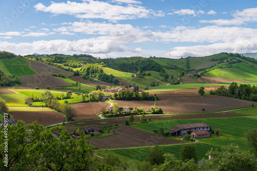 View of the cultivated Emilian hills, Italy. photo