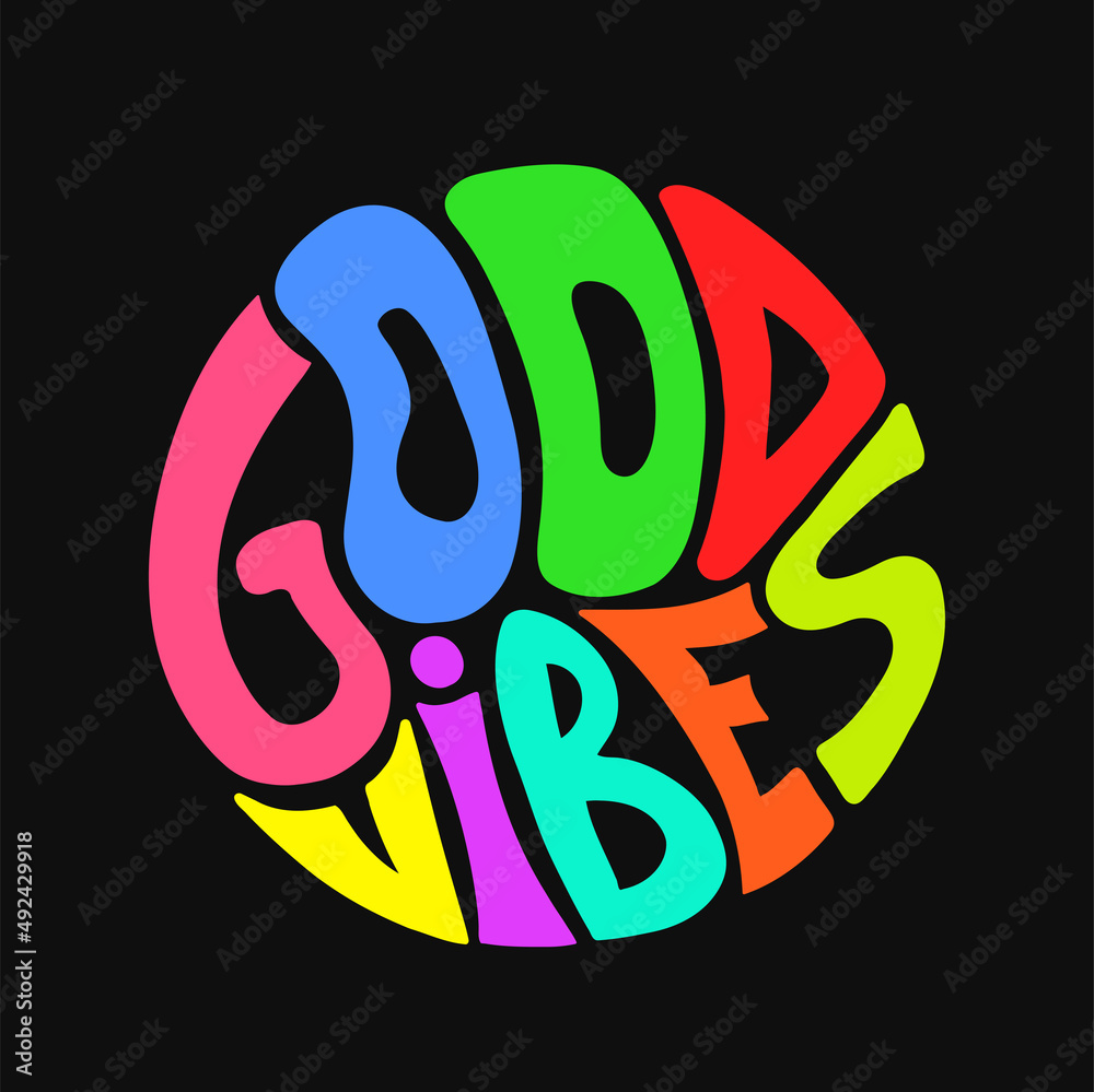 Handwritten Type Lettering Composition Of Good Vibes Stock Illustration -  Download Image Now - iStock