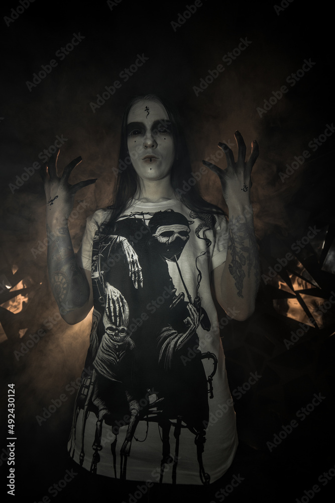 the sorceress stands in the smoke. voodoo rite the sorceress stands in the smoke. voodoo rite