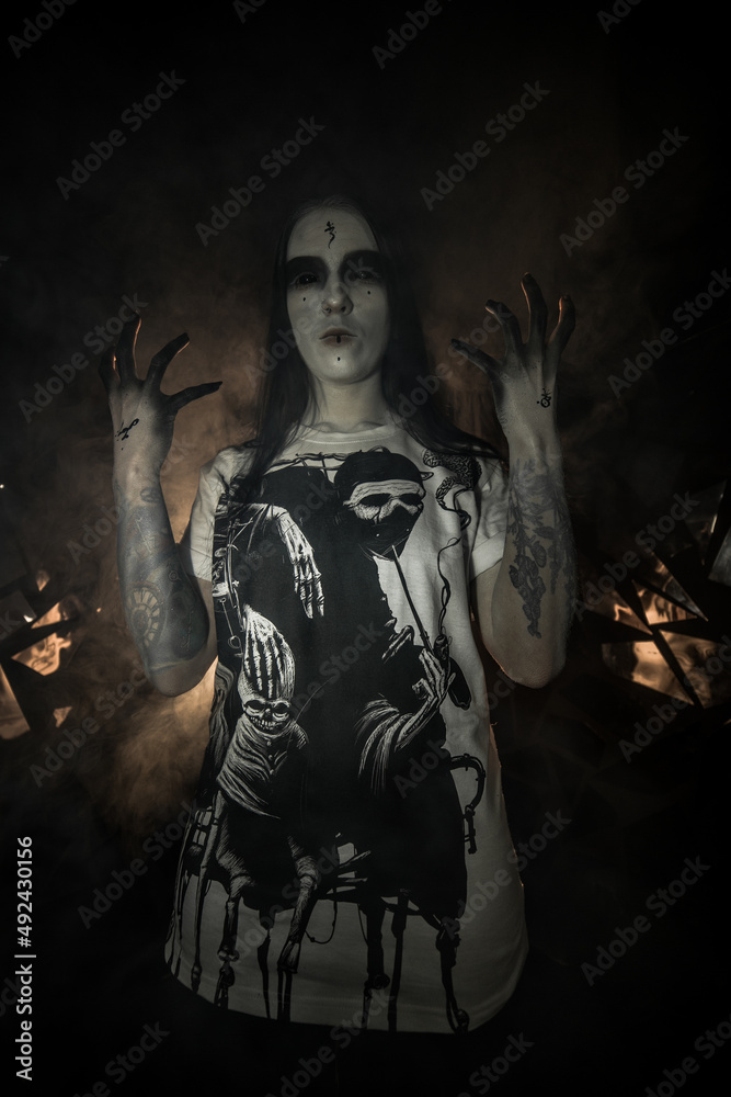 the sorceress stands in the smoke. voodoo rite the sorceress stands in the smoke. voodoo rite