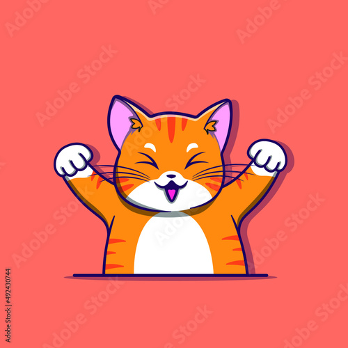 cute happy cat cartoon design premium vector