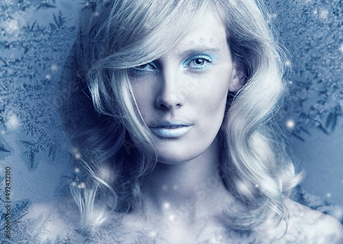 Fototapeta Naklejka Na Ścianę i Meble -  Frozen in her perfection. Conceptual shot of a beautiful young woman frozen in ice.