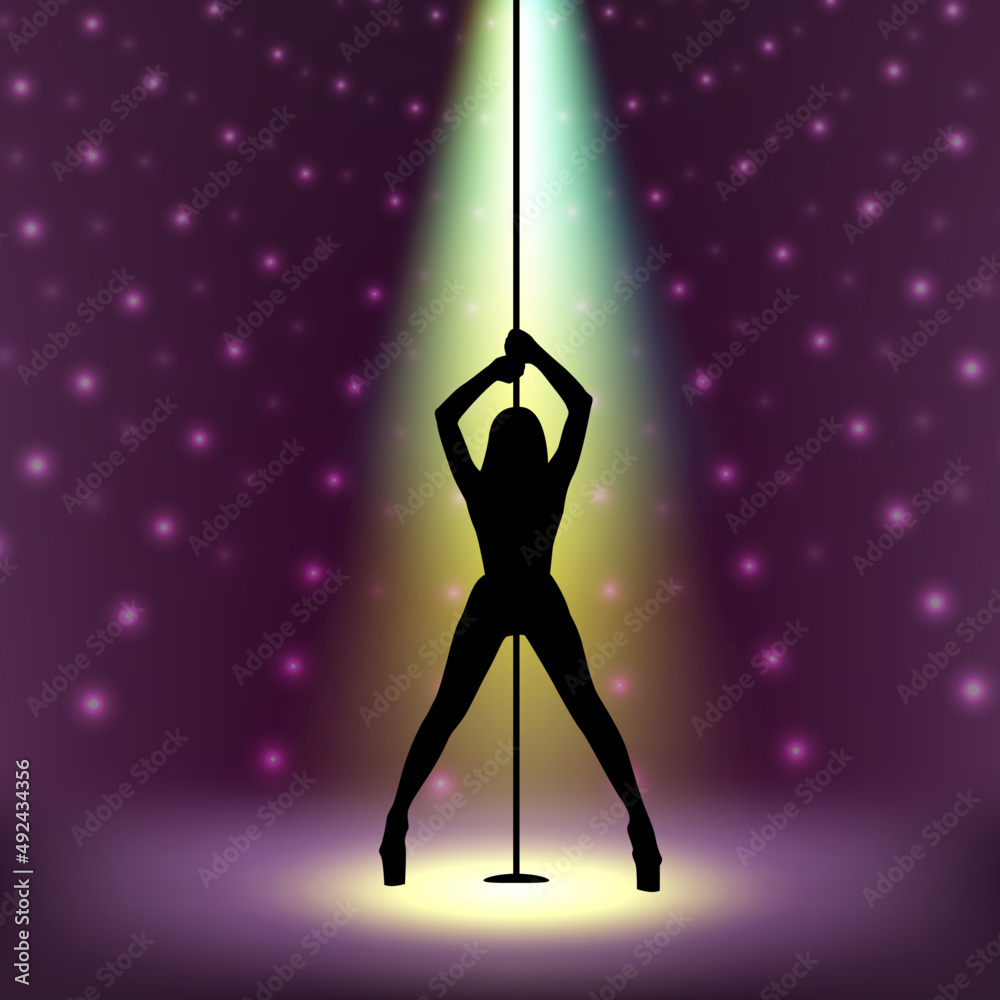 Stripper silhouette.Pole dancer silhouette.Sexy stripper girl silhouette.Striptease dancer silhouette