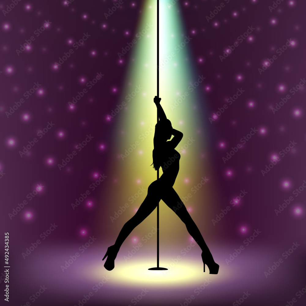 Stripper silhouette.Pole dancer silhouette.Sexy stripper girl ...