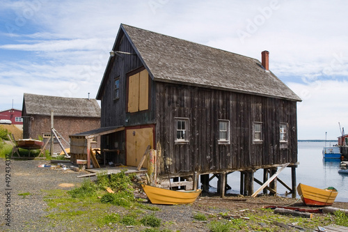 Atlantic boat yard building at low tide photo