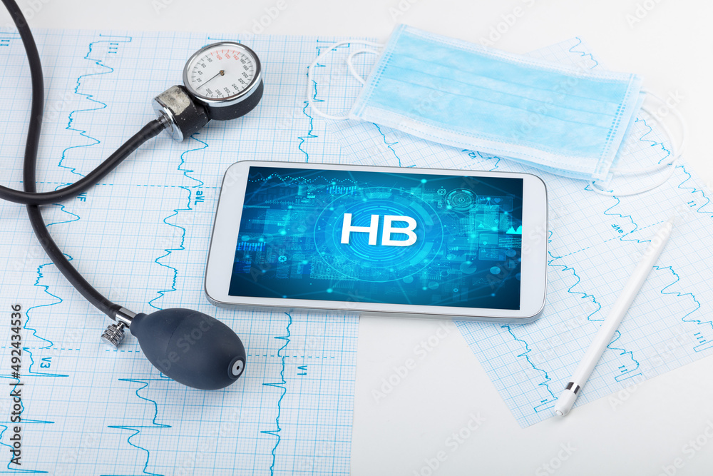Close-up view of a tablet pc with medical abbreviation Close-up view of a tablet pc with medical abbreviation