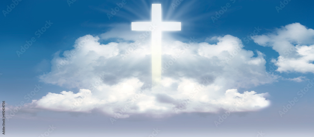 Cross Crucifixion with blue sky background